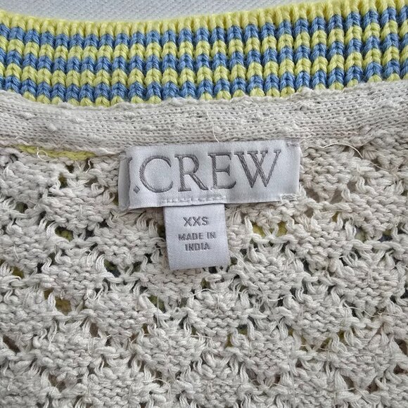 J. Crew S/S Clear Sequin Pointelle Sweater Tee with Striped Trim Size XXS NWT - Picture 8 of 10